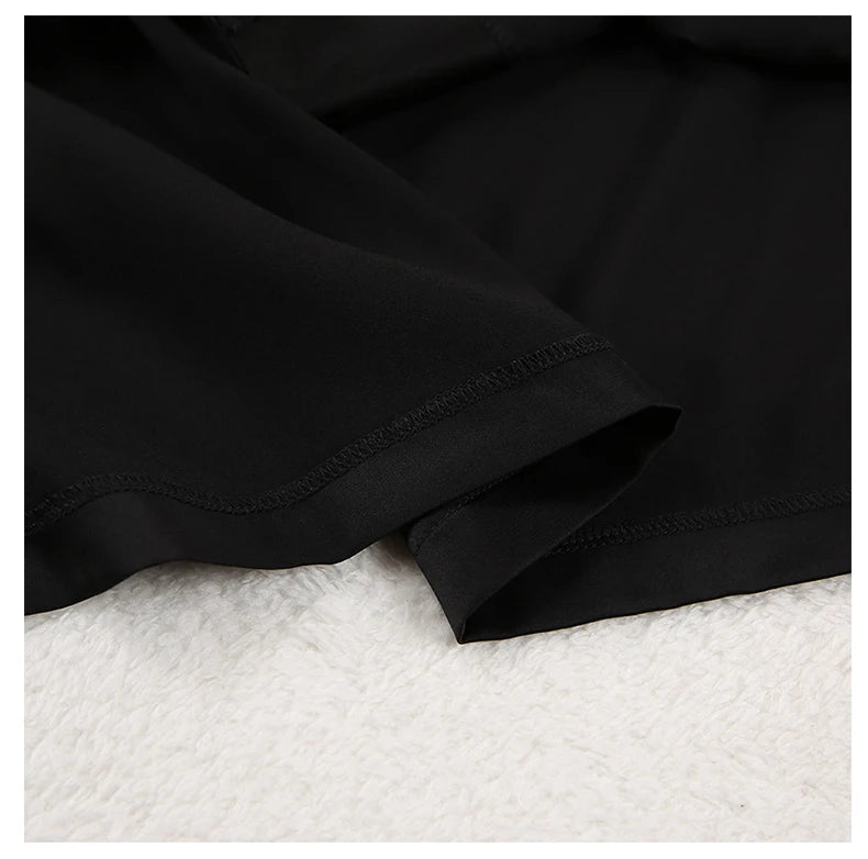 Ensemble de pyjama sexy à coupe basse pour femme, pantalon ample et décontracté à manches longues, en satin de soie uni, haut ajusté, 2 pièces