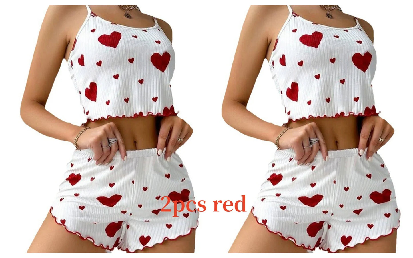 Ensemble pyjama 2 pièces pour femme, débardeur court et short, taille SML, blanc, respirant, doux, décontracté, imprimé Love