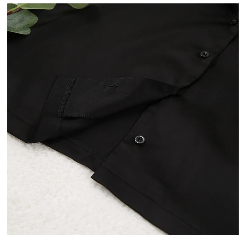 Ensemble de pyjama sexy à coupe basse pour femme, pantalon ample et décontracté à manches longues, en satin de soie uni, haut ajusté, 2 pièces