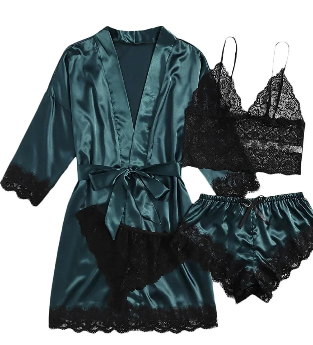 Pyjama tendance pour femme, imprimé, sexy, bordure en dentelle, imitation soie, satin, doux pour la peau, confortable, vêtements de détente, pyjama sexy