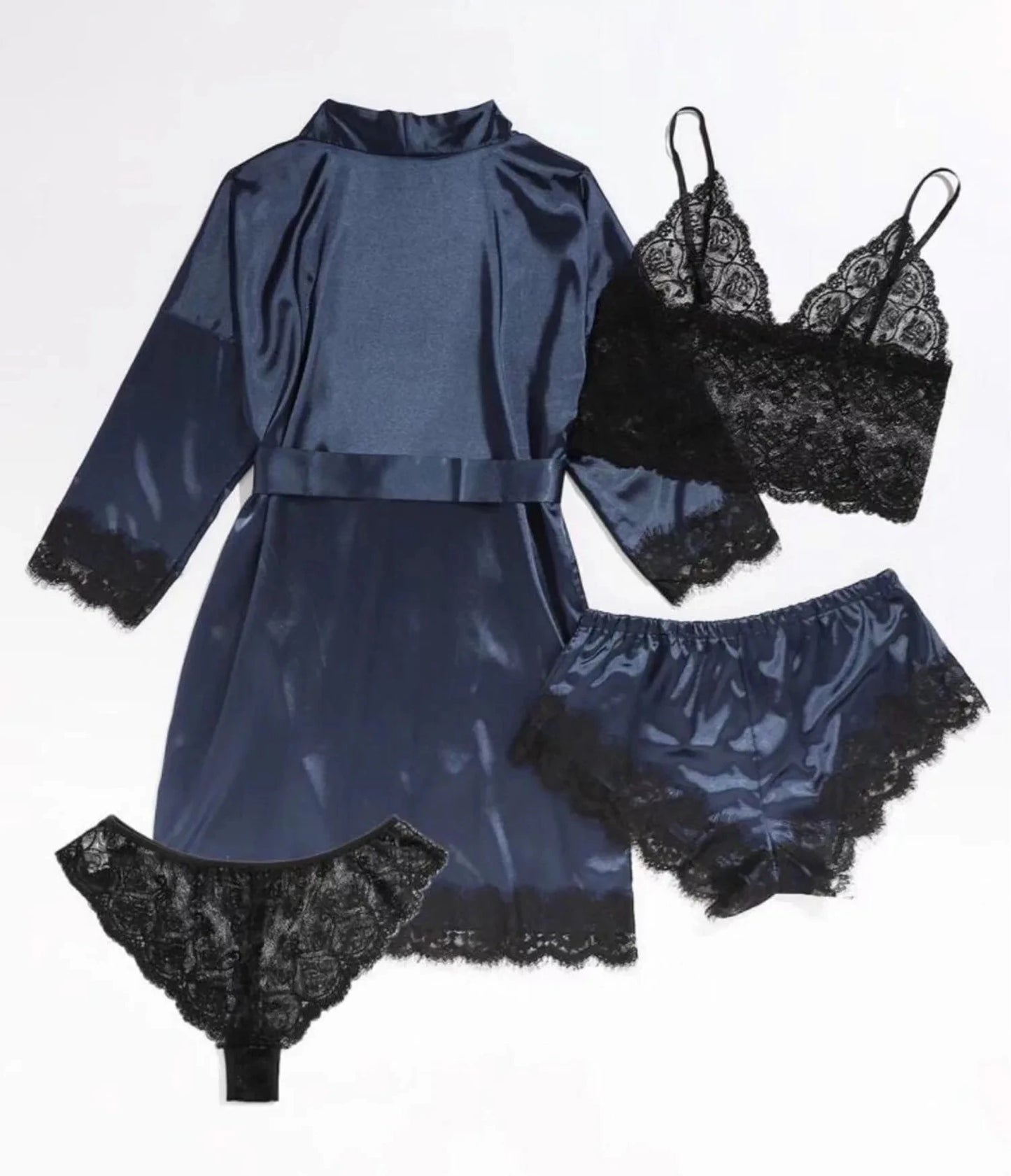 Pyjama tendance pour femme, imprimé, sexy, bordure en dentelle, imitation soie, satin, doux pour la peau, confortable, vêtements de détente, pyjama sexy