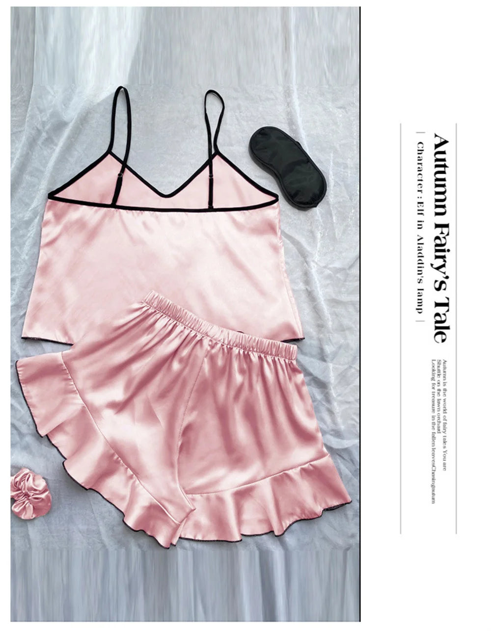 Ensemble caraco short à volants et nœud Whisper Silky
