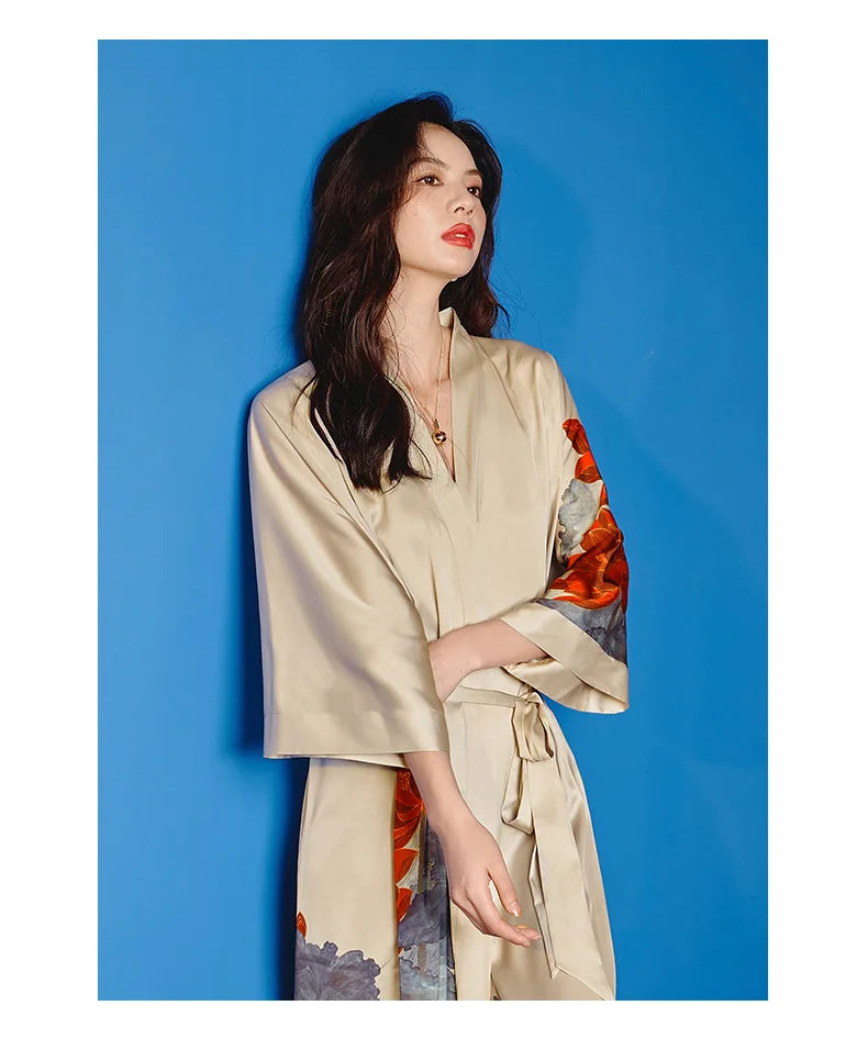 Ensemble de salon en satin kimono The Empress
