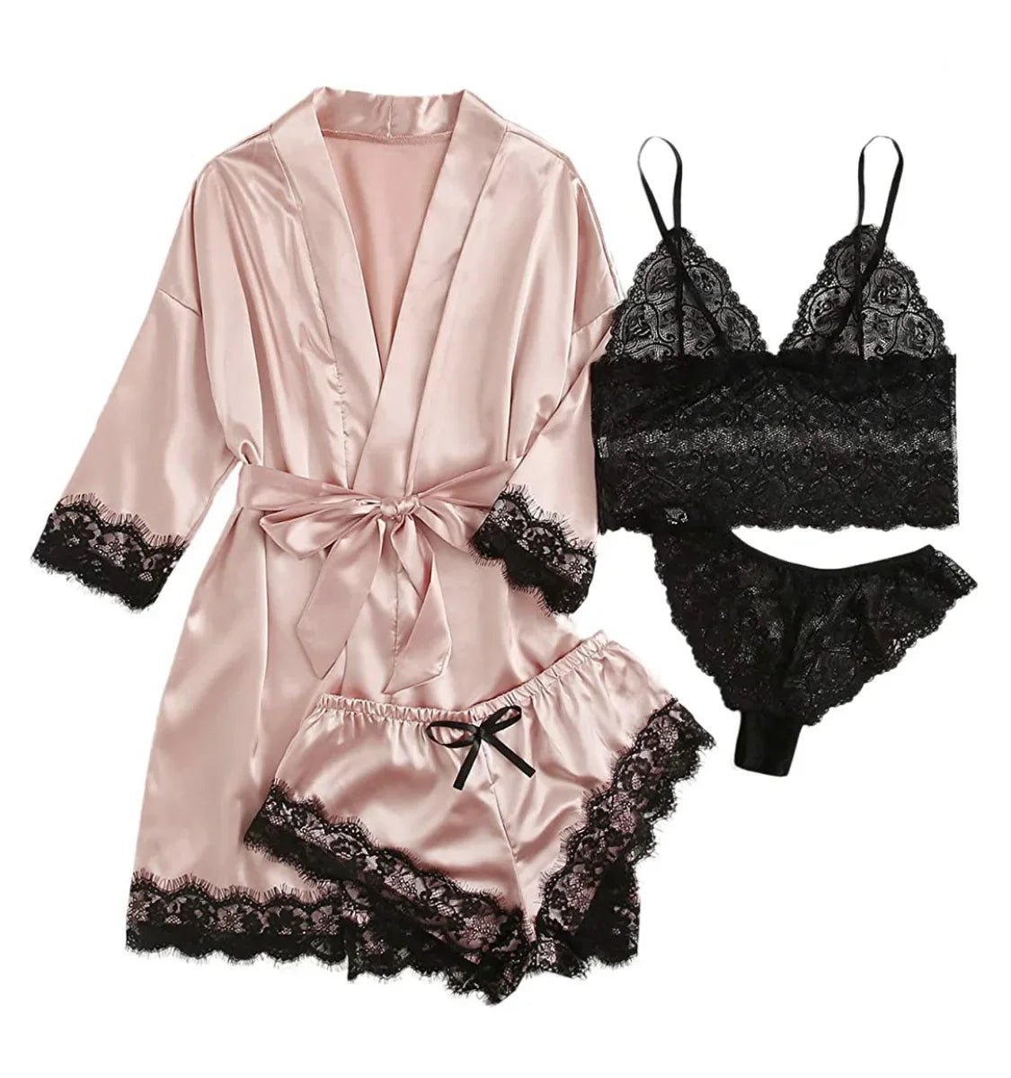 Pyjama tendance pour femme, imprimé, sexy, bordure en dentelle, imitation soie, satin, doux pour la peau, confortable, vêtements de détente, pyjama sexy