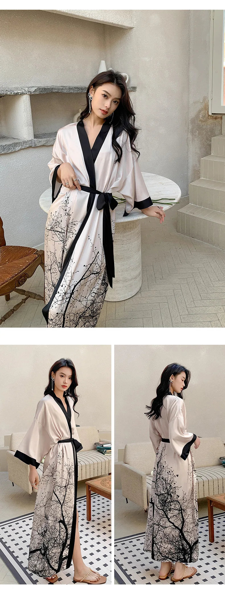 Ensemble de salon en satin kimono The Empress