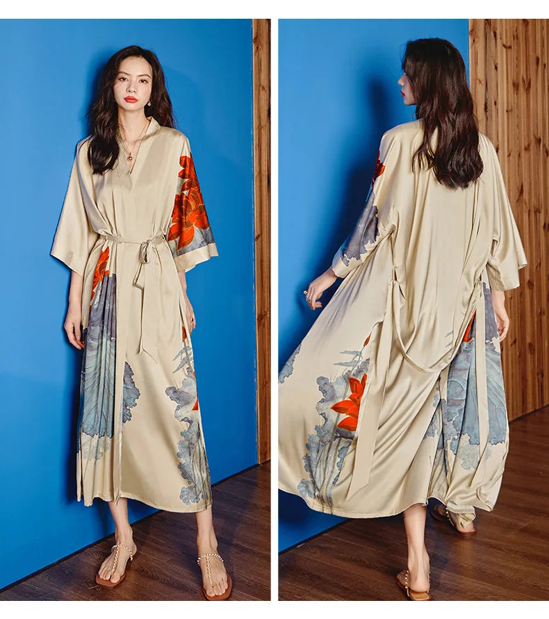 Ensemble de salon en satin kimono The Empress