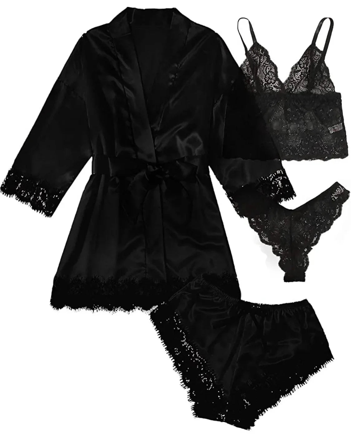 Pyjama tendance pour femme, imprimé, sexy, bordure en dentelle, imitation soie, satin, doux pour la peau, confortable, vêtements de détente, pyjama sexy