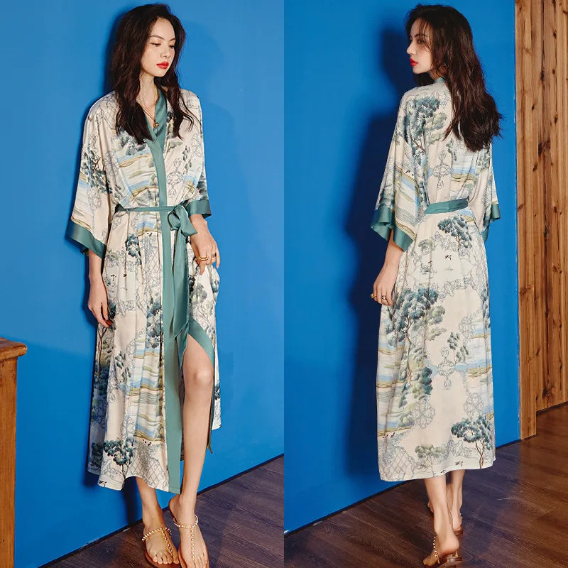 Ensemble de salon en satin kimono The Empress