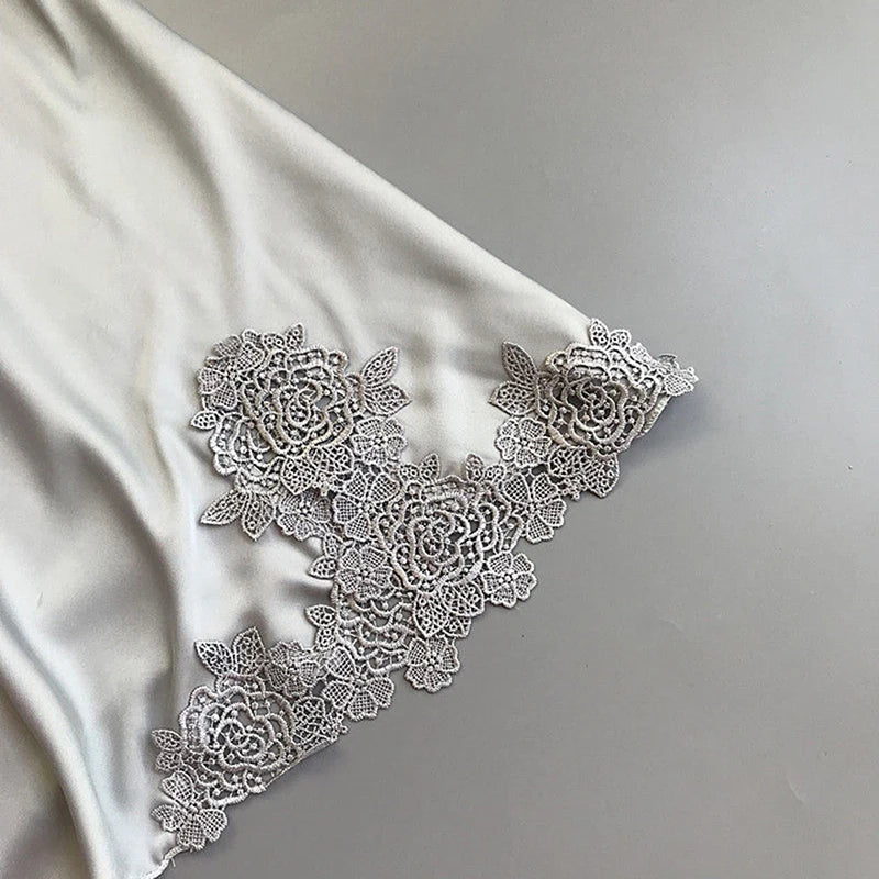 Pyjama sexy en soie pour femme, chemise de nuit à bretelles, printemps et été, en soie glacée, col licou fin, service à domicile, robes de nuit en satin
