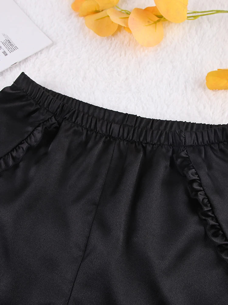 Ensembles de pyjama en dentelle patchwork avec soutien-gorge et sous-vêtements sexy en satin pour femme, 3 pièces, vêtements de nuit, peignoirs, 2023