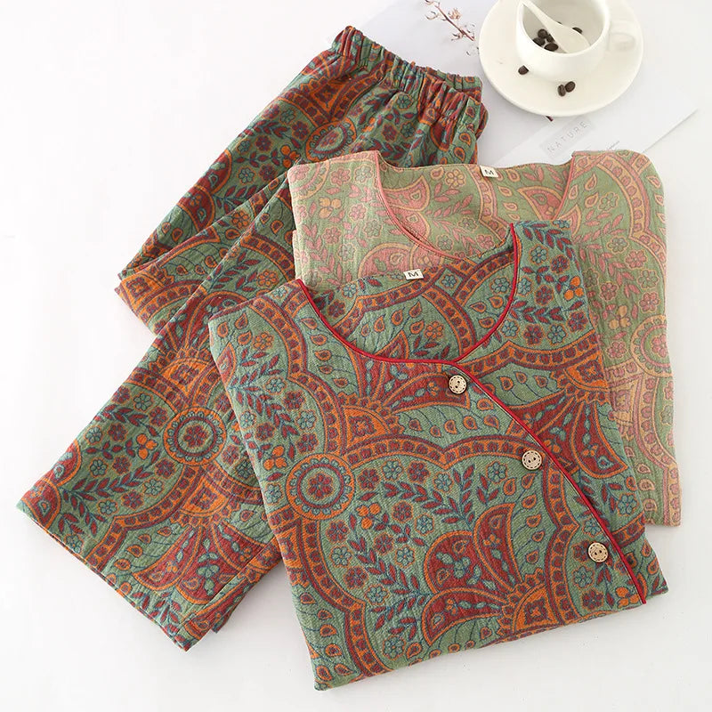 Pyjama 2 pièces pour femme, 100 % coton, vêtements de maison, collection printemps-automne 2024