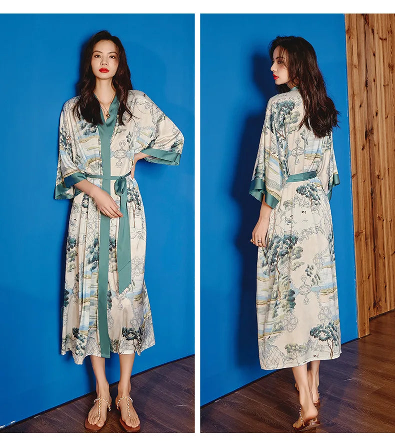 Ensemble de salon en satin kimono The Empress