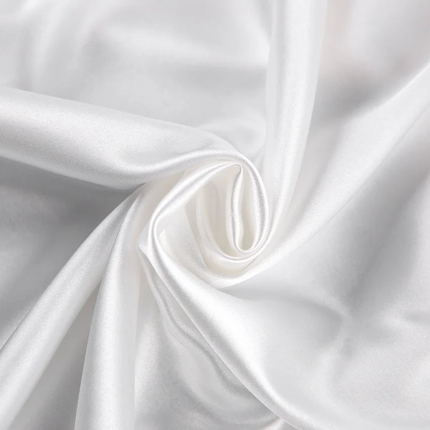 Ensemble 2 pièces à manches longues et pantalon long, pyjama blanc pour demoiselle d'honneur, robe de soirée en satin à revers multicolore, élasticité, pyjama sexy pour femme