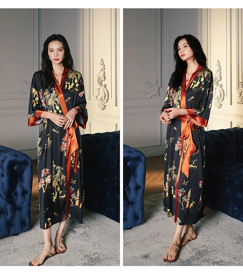 Ensemble de salon en satin kimono The Empress