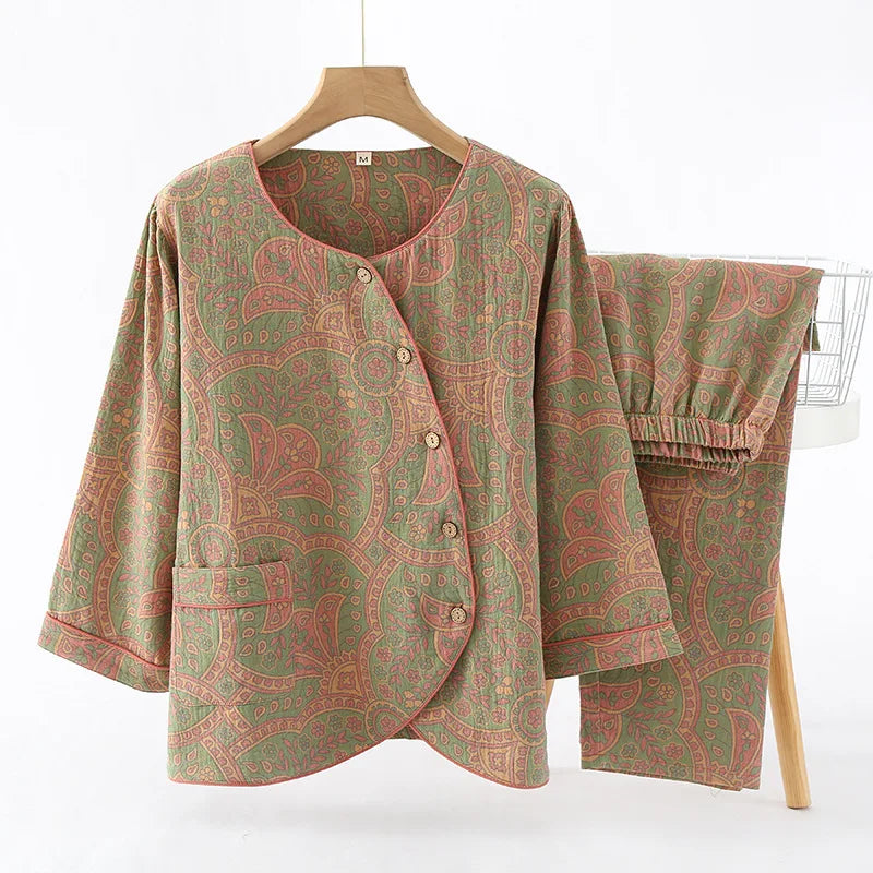 Pyjama 2 pièces pour femme, 100 % coton, vêtements de maison, collection printemps-automne 2024