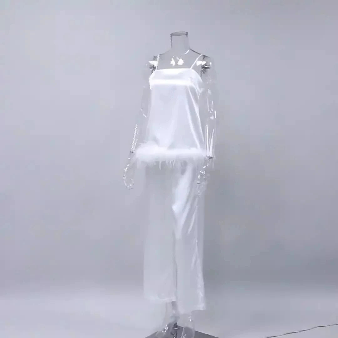 Ensemble pyjama coupe décontractée à fines bretelles Céleste