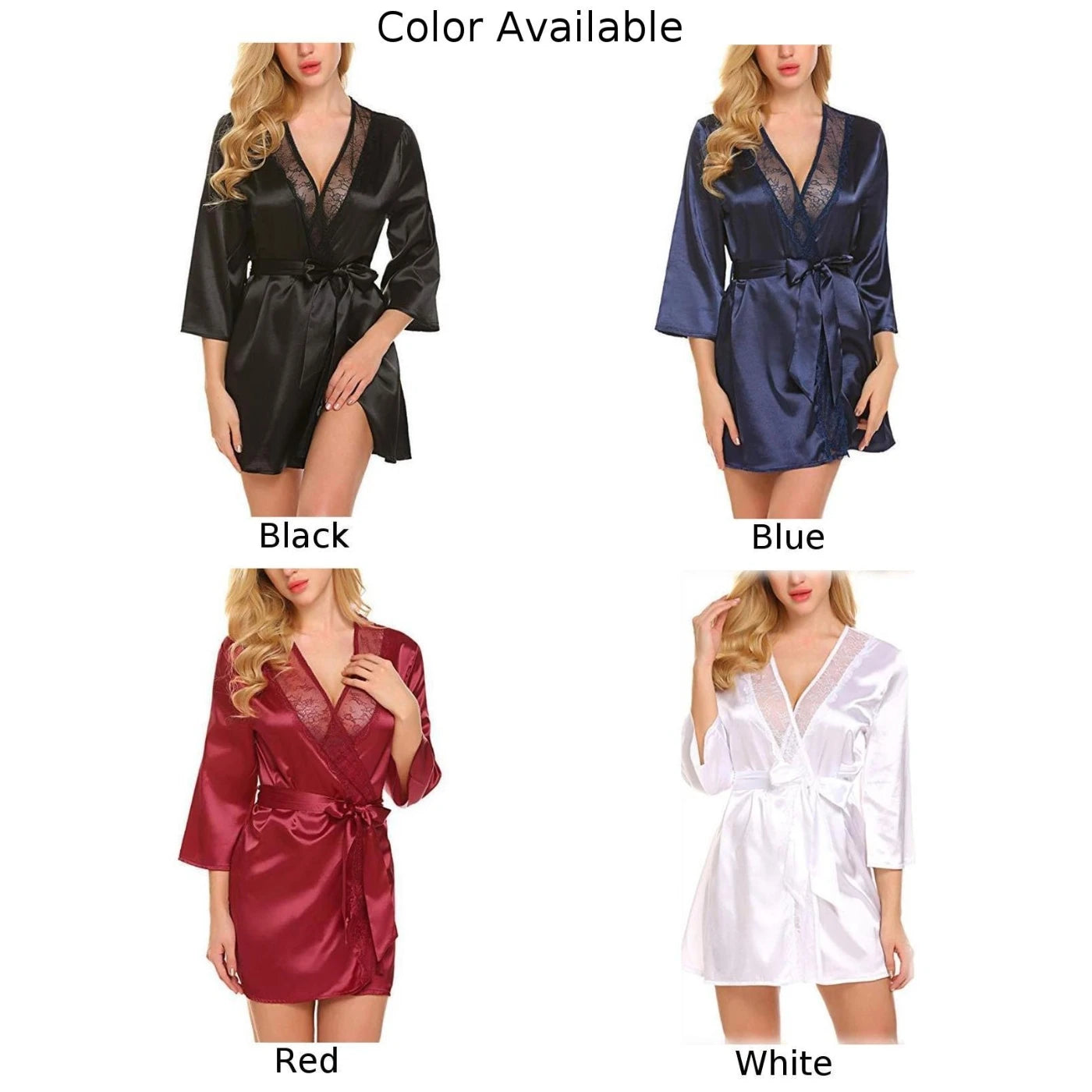 Robe de chambre en satin pour femme, tenue d'été portefeuille, peignoir, chemise de nuit, pyjama, col en V, sexy, surdimensionnée, imitation soie, perspective