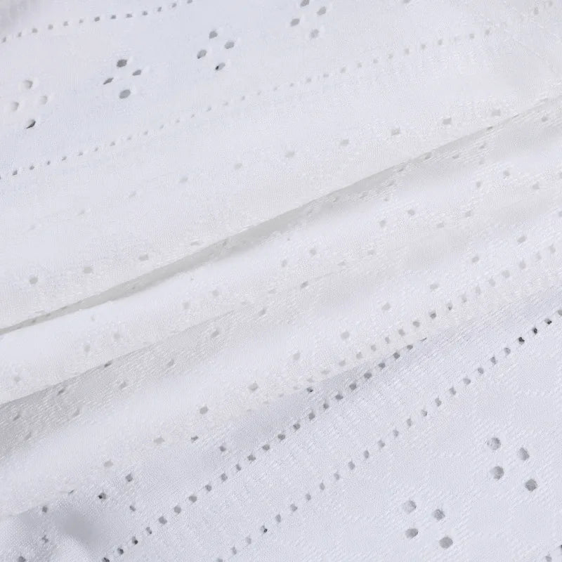 Pyjama d'été ajouré pour femme, haut à manches longues et short, ensemble 2 pièces