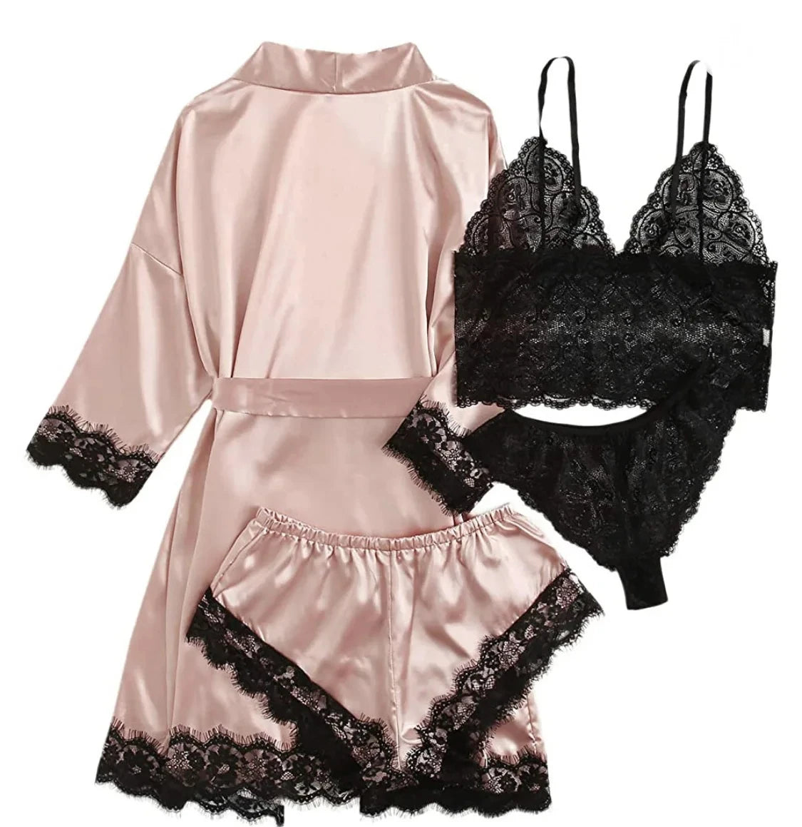 Pyjama tendance pour femme, imprimé, sexy, bordure en dentelle, imitation soie, satin, doux pour la peau, confortable, vêtements de détente, pyjama sexy
