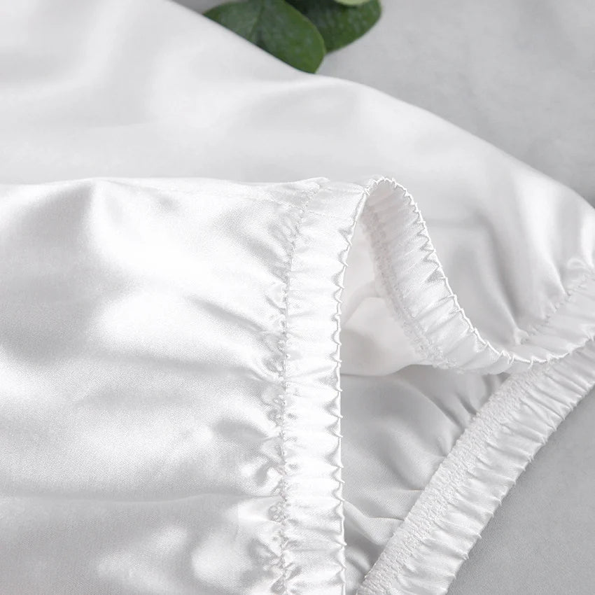 Ensemble 2 pièces à manches longues et pantalon long, pyjama blanc pour demoiselle d'honneur, robe de soirée en satin à revers multicolore, élasticité, pyjama sexy pour femme