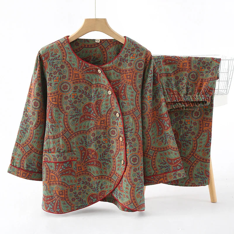 Pyjama 2 pièces pour femme, 100 % coton, vêtements de maison, collection printemps-automne 2024