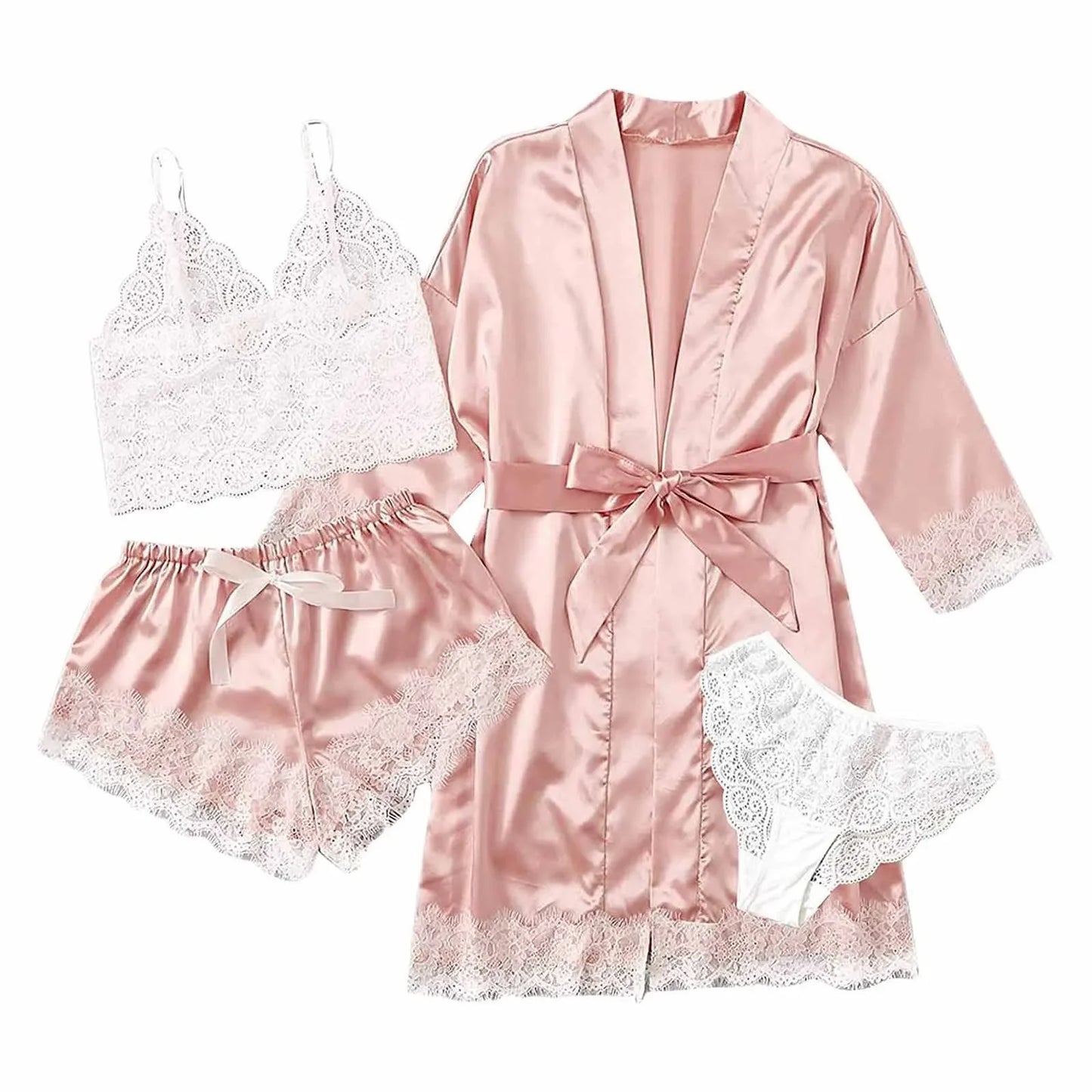 Pyjama tendance pour femme, imprimé, sexy, bordure en dentelle, imitation soie, satin, doux pour la peau, confortable, vêtements de détente, pyjama sexy