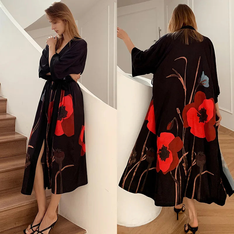 Ensemble de salon en satin kimono The Empress