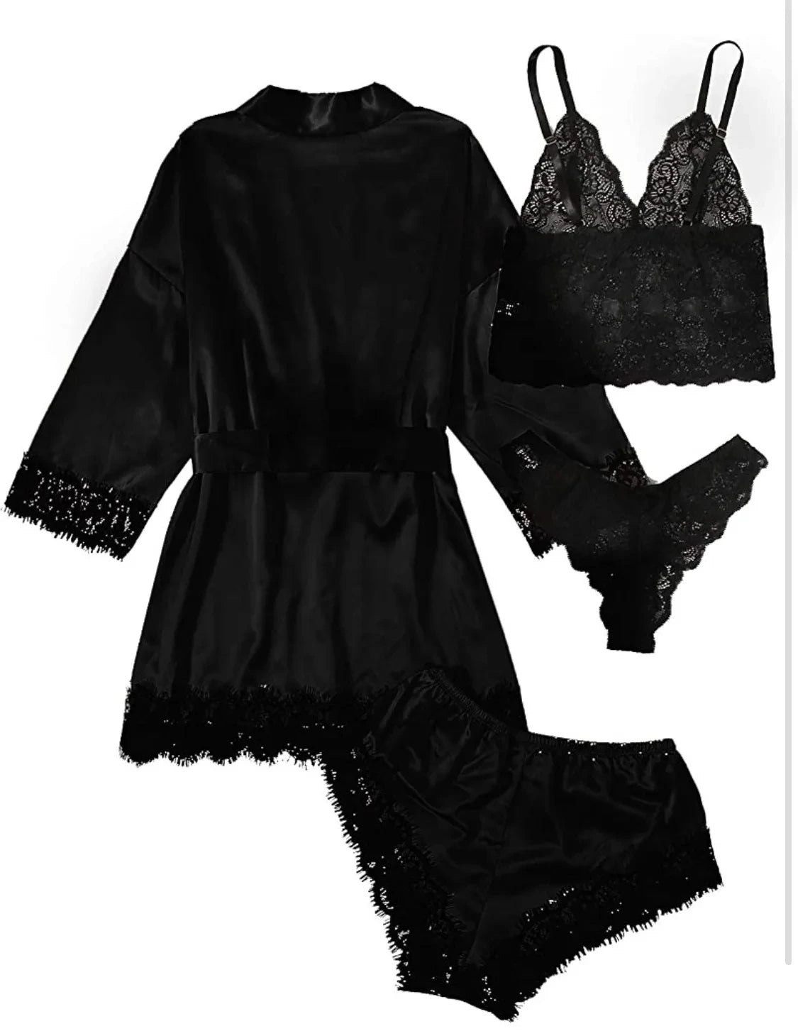 Pyjama tendance pour femme, imprimé, sexy, bordure en dentelle, imitation soie, satin, doux pour la peau, confortable, vêtements de détente, pyjama sexy