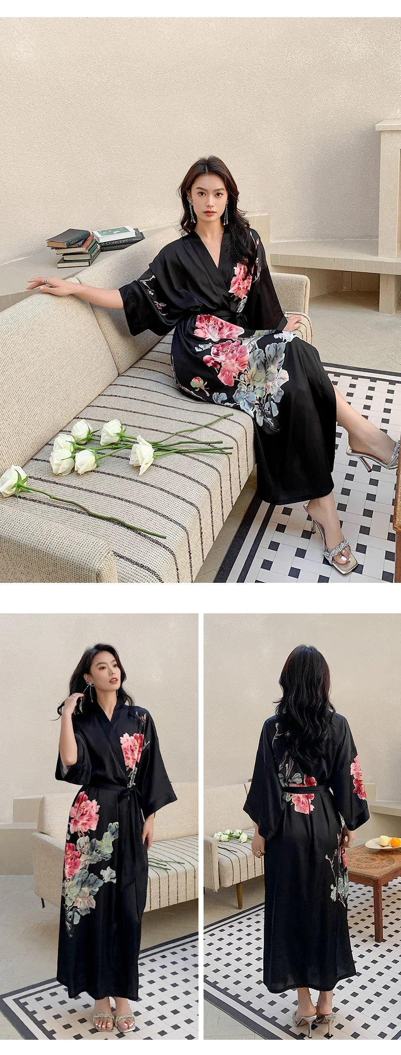 Ensemble de salon en satin kimono The Empress