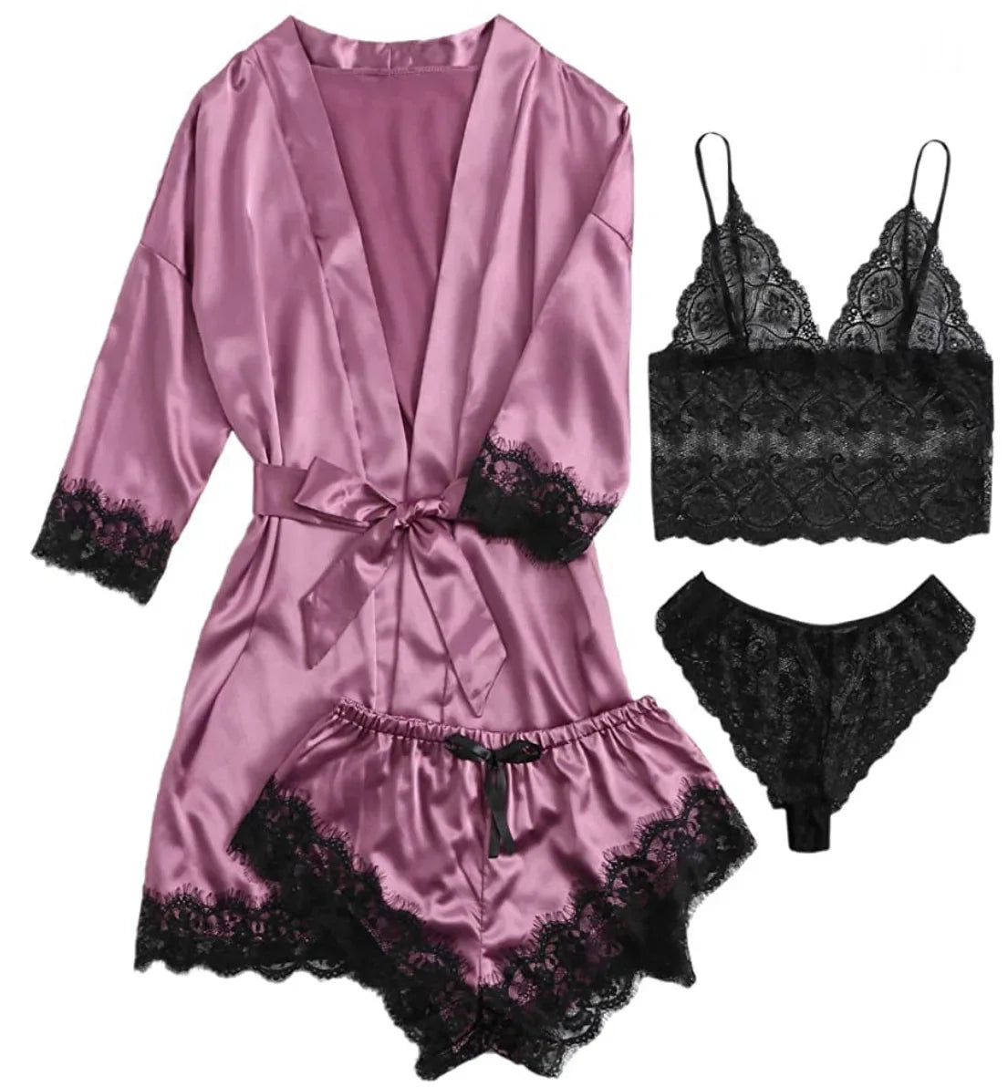 Pyjama tendance pour femme, imprimé, sexy, bordure en dentelle, imitation soie, satin, doux pour la peau, confortable, vêtements de détente, pyjama sexy
