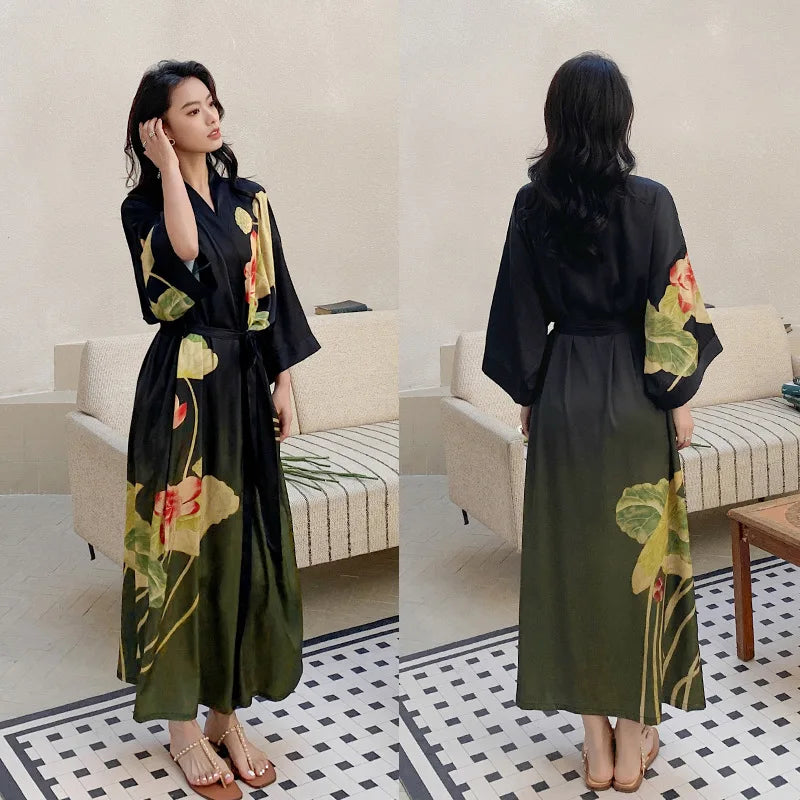 Ensemble de salon en satin kimono The Empress