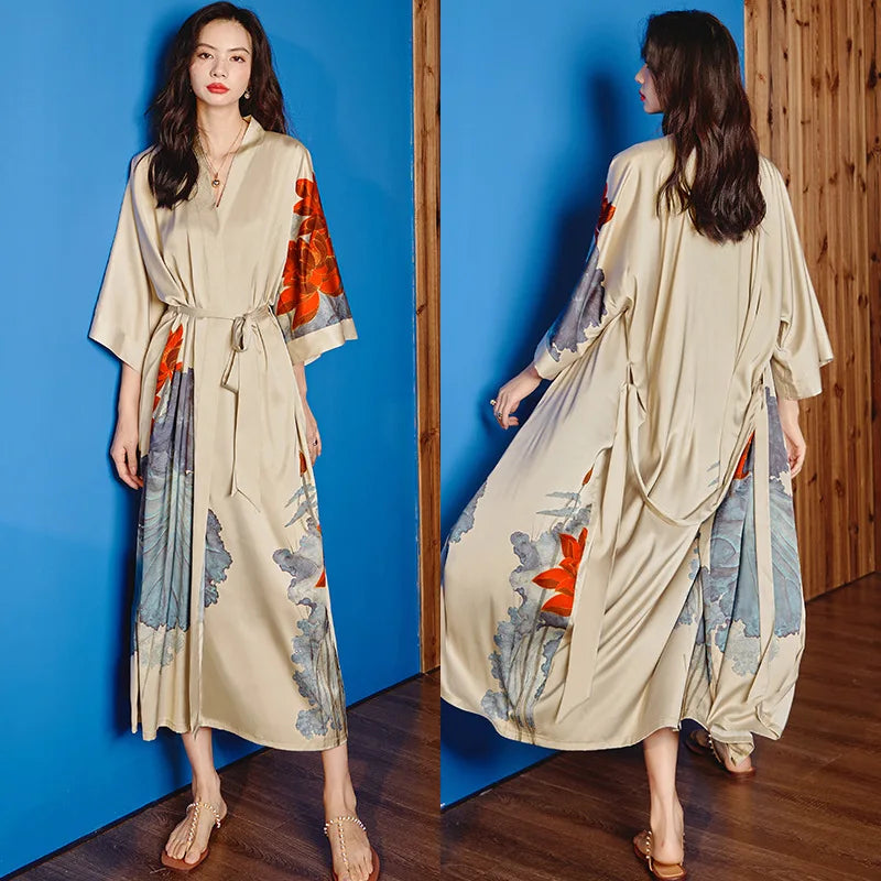 Ensemble de salon en satin kimono The Empress
