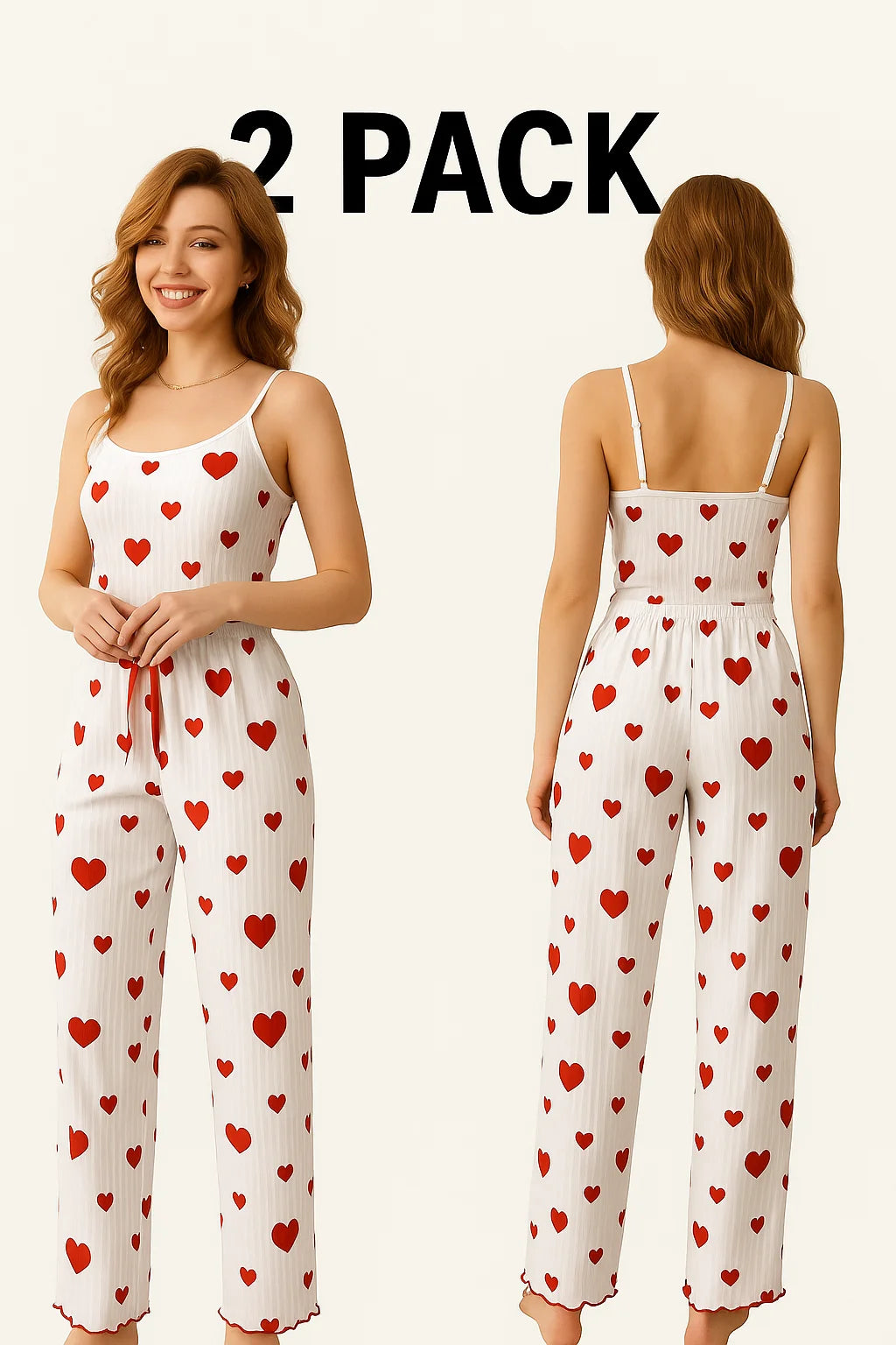 Pyjama femme grande taille ensemble pyjama 2 pièces gilet court + pantalon blanc respirant doux décontracté amour imprimé