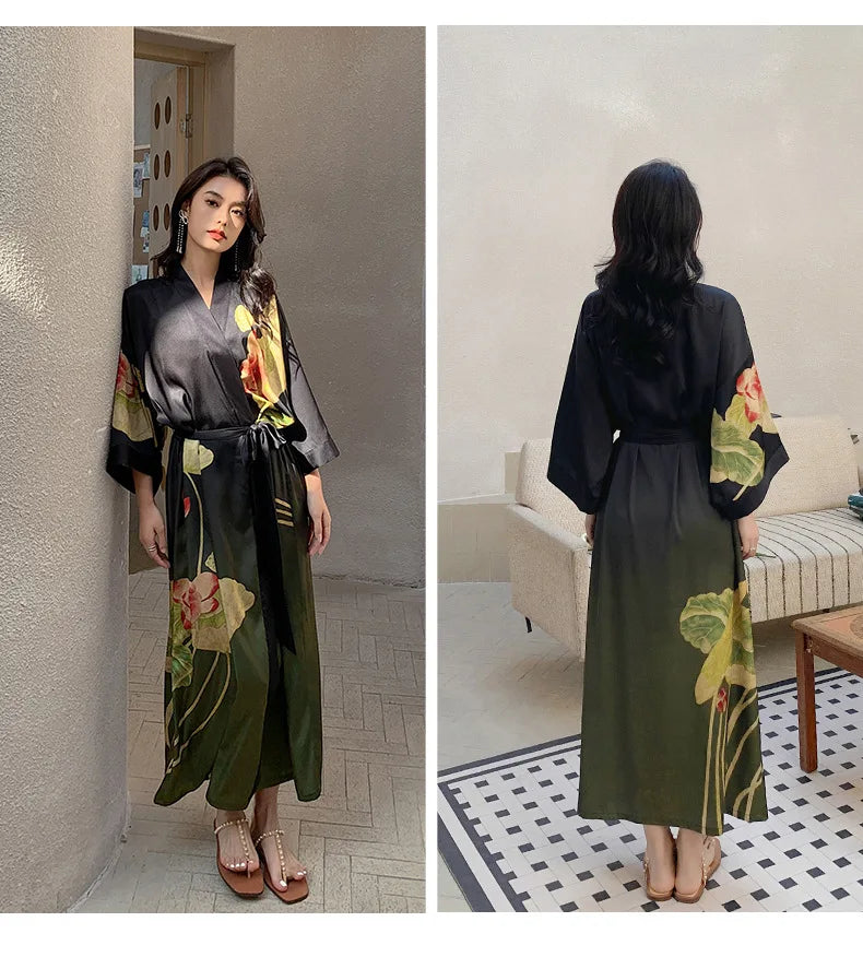 Ensemble de salon en satin kimono The Empress