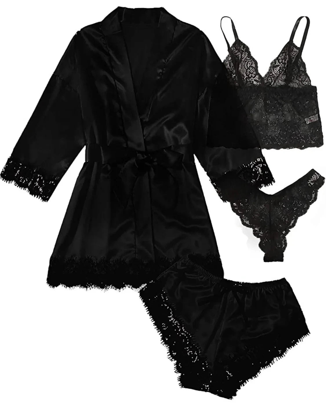 Pyjama tendance pour femme, imprimé, sexy, bordure en dentelle, imitation soie, satin, doux pour la peau, confortable, vêtements de détente, pyjama sexy