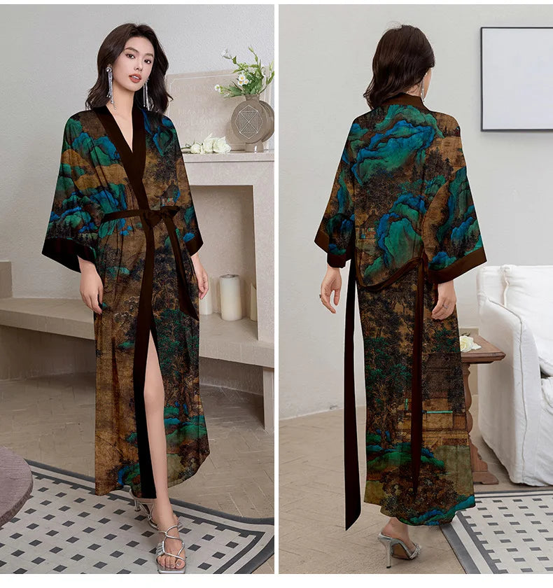 Ensemble de salon en satin kimono The Empress