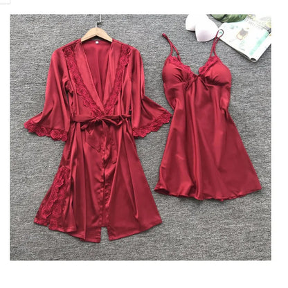 Ensemble pyjama d'été en imitation soie pour femme, tenue de nuit américaine, sous-vêtements