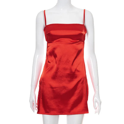 Robe mini sexy en satin dos nu, pyjama tendance pour femme, tenue d'été élégante avec fente et bandage, idéale pour la maison, décontractée et douce, style gothique