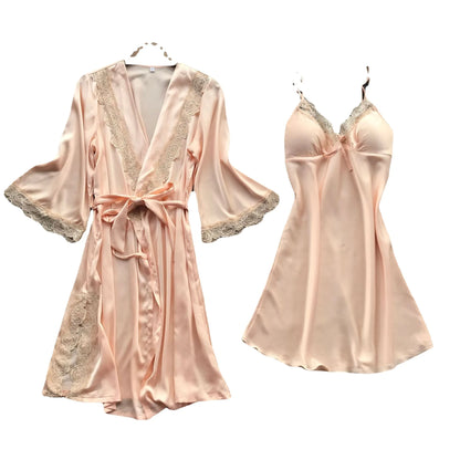 Ensemble pyjama d'été en imitation soie pour femme, tenue de nuit américaine, sous-vêtements