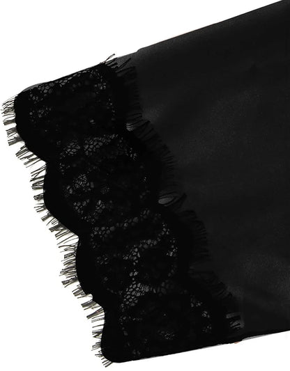 Pyjama tendance pour femme, imprimé, sexy, bordure en dentelle, imitation soie, satin, doux pour la peau, confortable, vêtements de détente, pyjama sexy