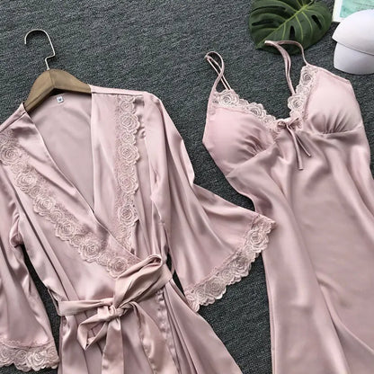 Ensemble pyjama d'été en imitation soie pour femme, tenue de nuit américaine, sous-vêtements