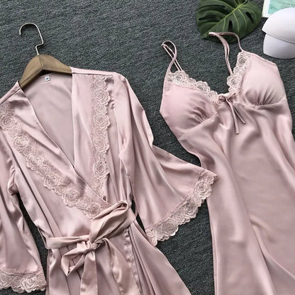 Ensemble pyjama d'été en imitation soie pour femme, tenue de nuit américaine, sous-vêtements