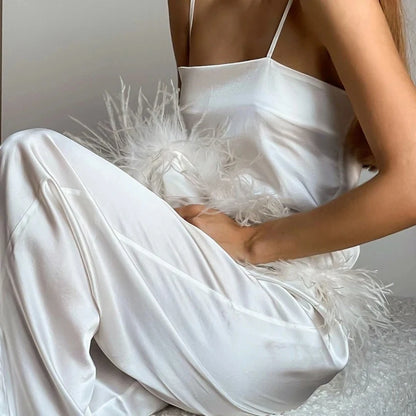 Ensemble pyjama coupe décontractée à fines bretelles Céleste