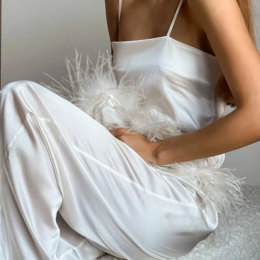 Ensemble pyjama coupe décontractée à fines bretelles Céleste