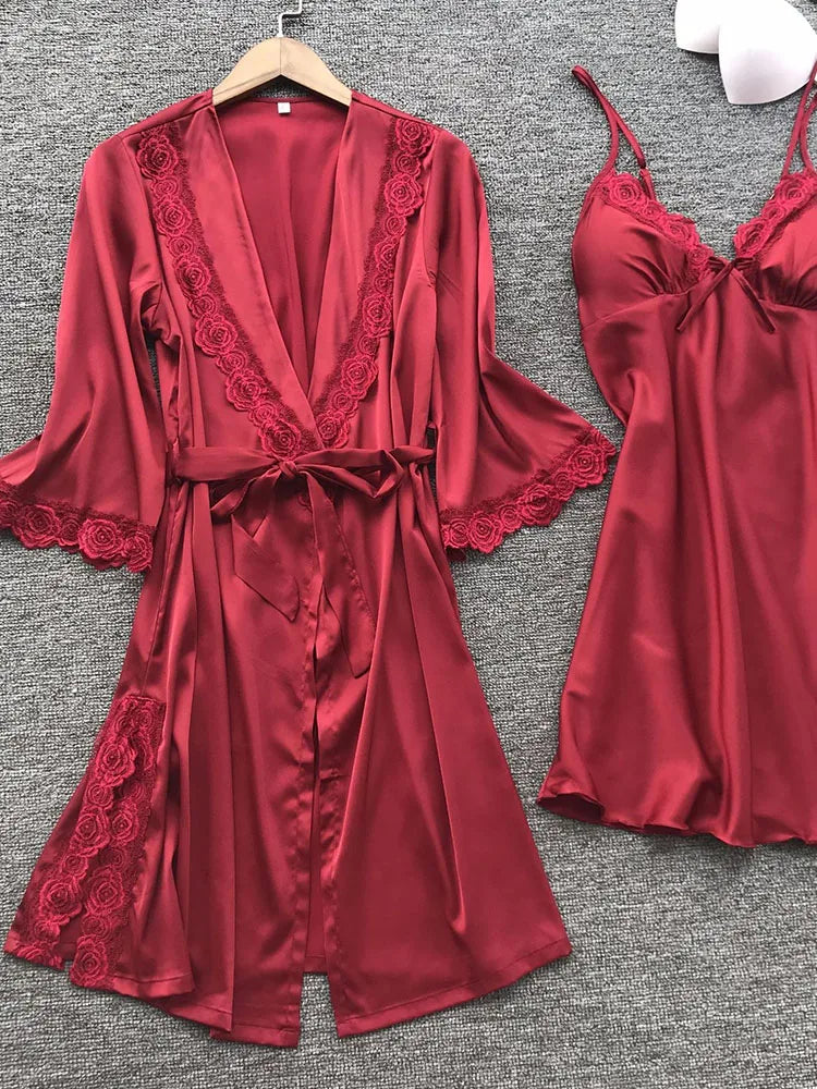 Ensemble pyjama d'été en imitation soie pour femme, tenue de nuit américaine, sous-vêtements