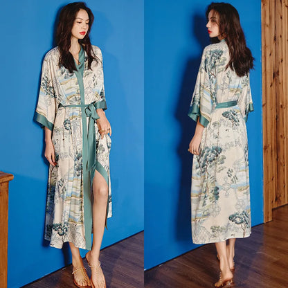 Ensemble de salon en satin kimono The Empress