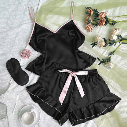 Ensemble caraco short à volants et nœud Whisper Silky