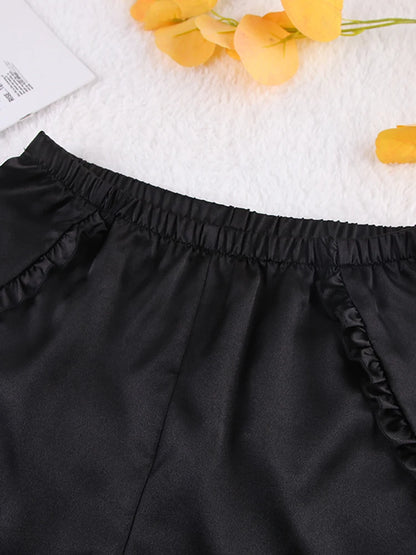 Ensembles de pyjama en dentelle patchwork avec soutien-gorge et sous-vêtements sexy en satin pour femme, 3 pièces, vêtements de nuit, peignoirs, 2023