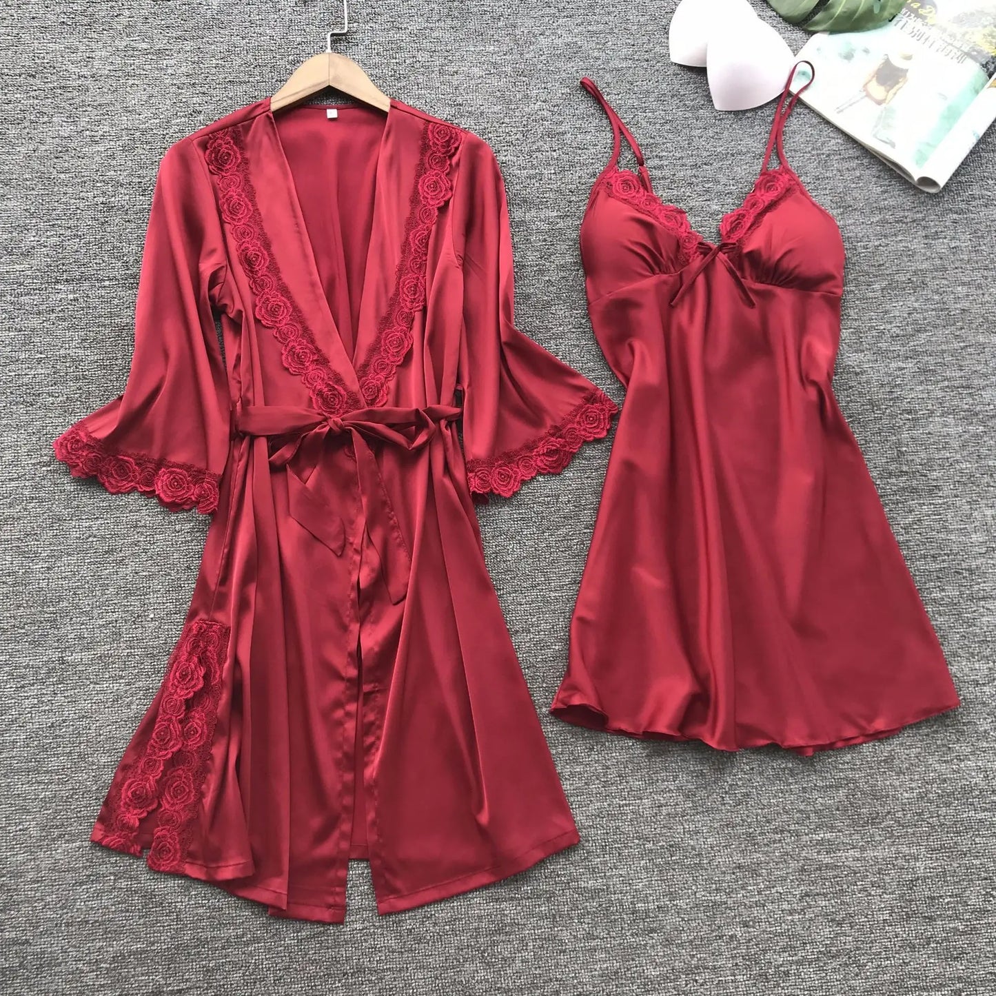 Ensemble pyjama d'été en imitation soie pour femme, tenue de nuit américaine, sous-vêtements