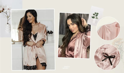 Pyjama tendance pour femme, imprimé, sexy, bordure en dentelle, imitation soie, satin, doux pour la peau, confortable, vêtements de détente, pyjama sexy